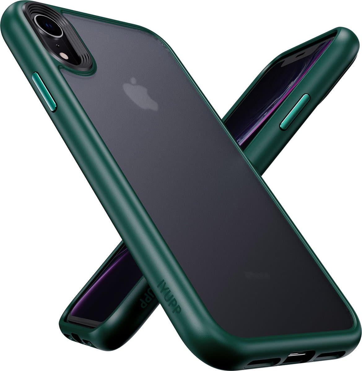 IYUPP Schutzhülle für iPhone XR Hülle Grün x Schwarz Bumper