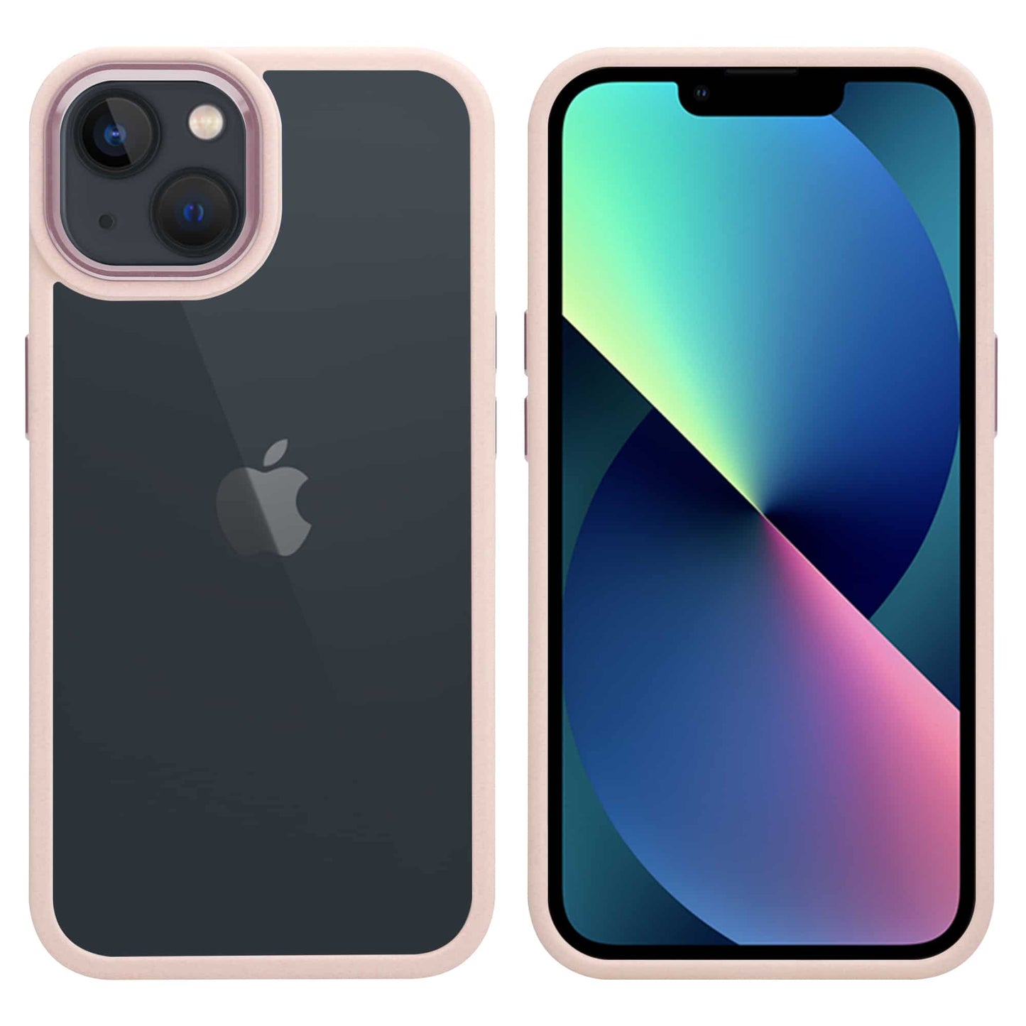 IYUPP Bumper Hülle für iPhone 13 Rosa x Transparent