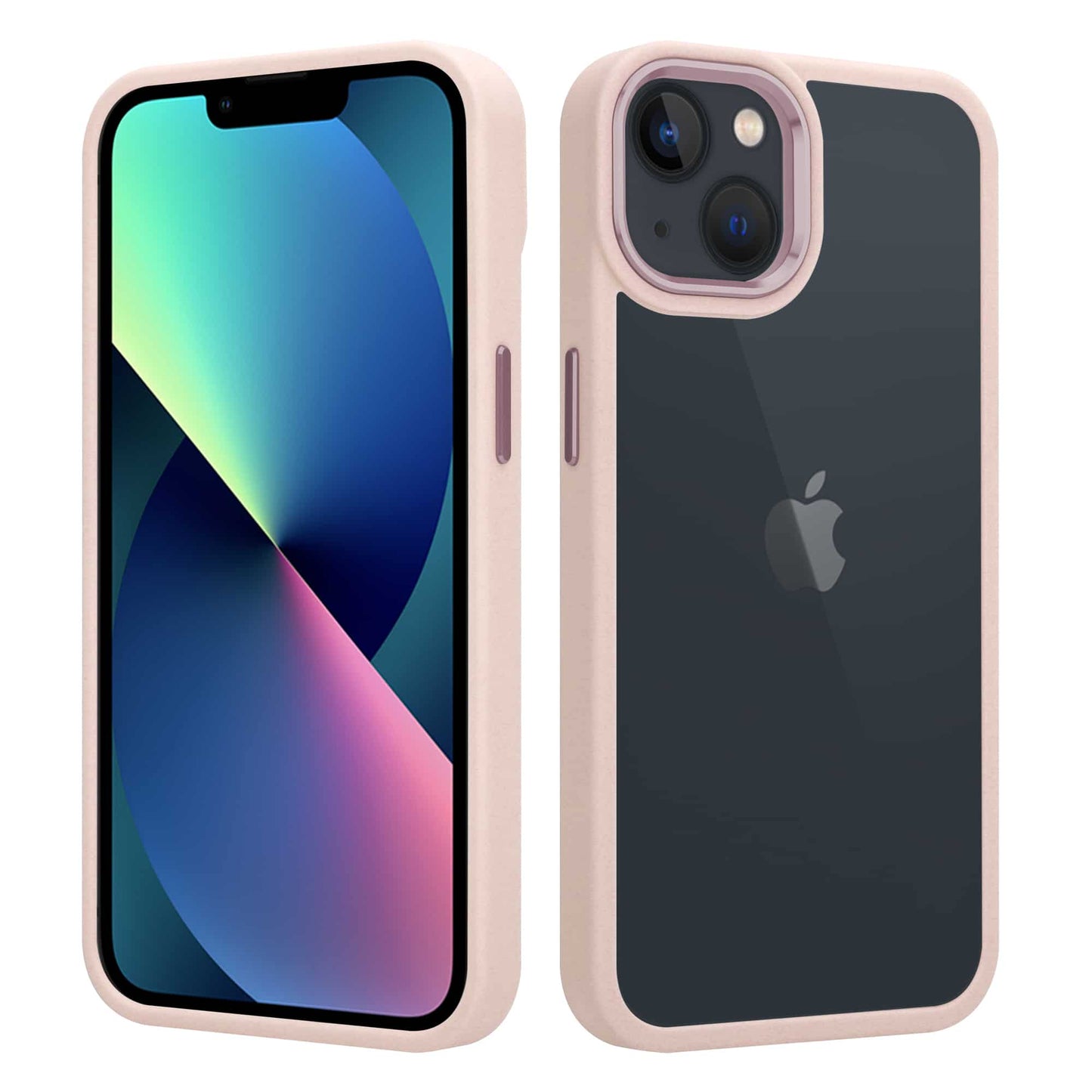 IYUPP Bumper Hülle für iPhone 13 Rosa x Transparent
