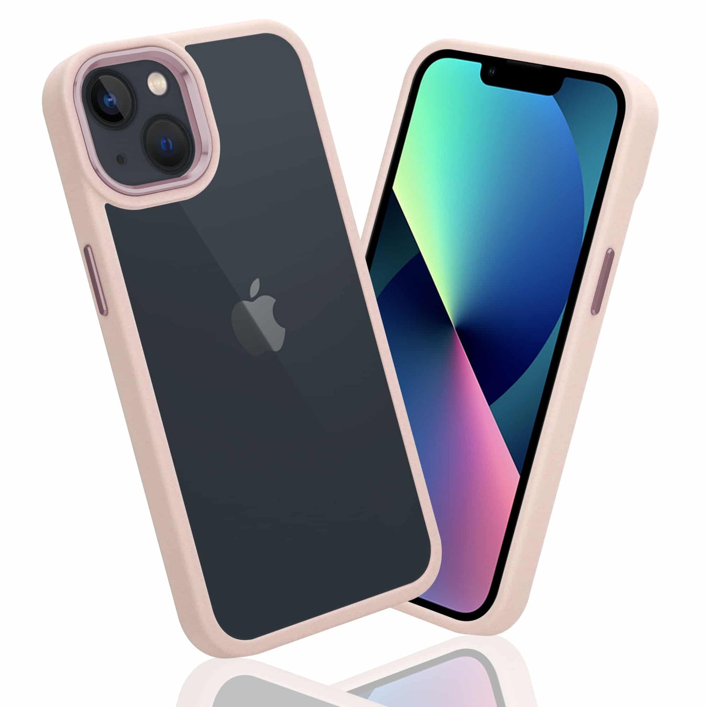 IYUPP Bumper Hülle für iPhone 13 Rosa x Transparent