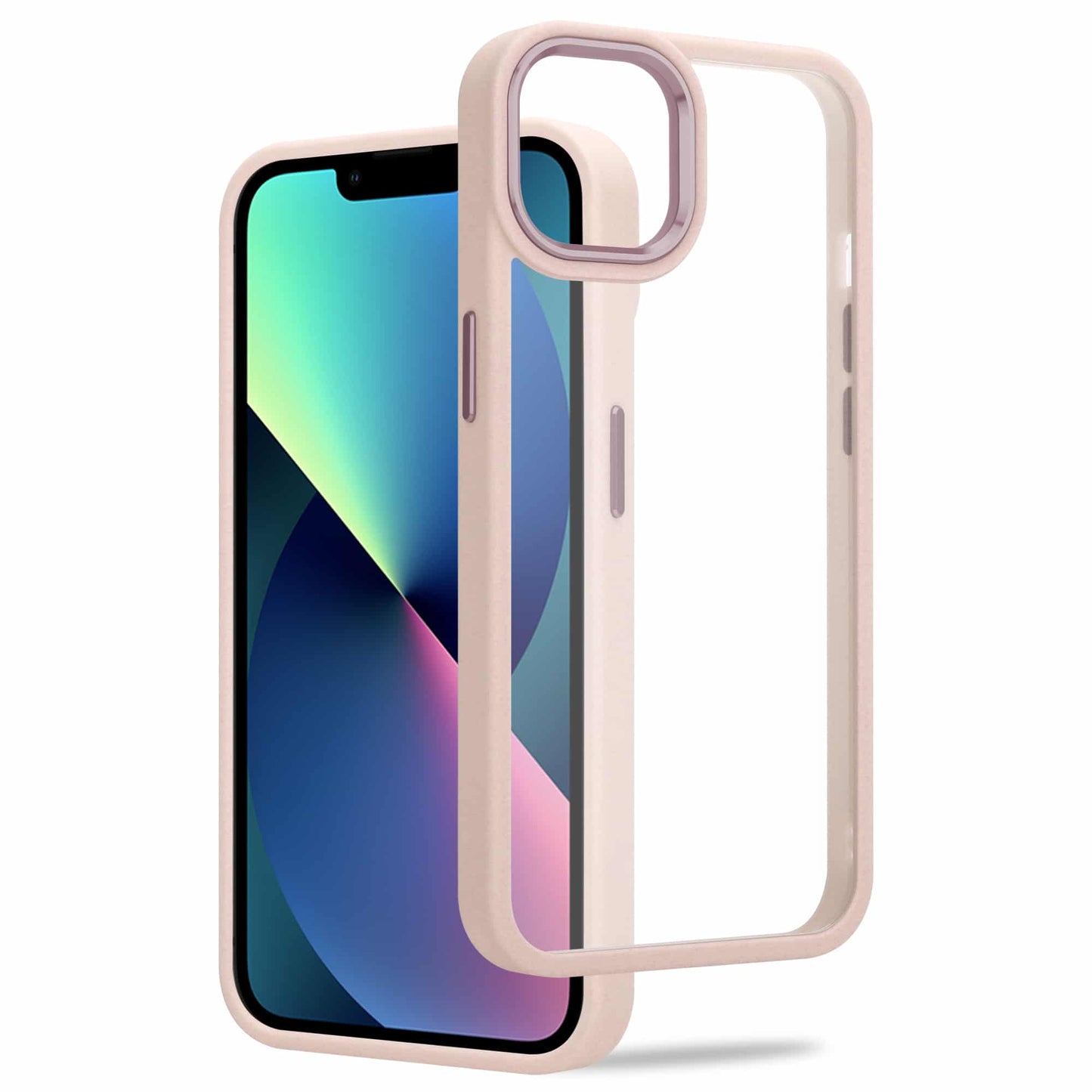 IYUPP Bumper Hülle für iPhone 13 Rosa x Transparent