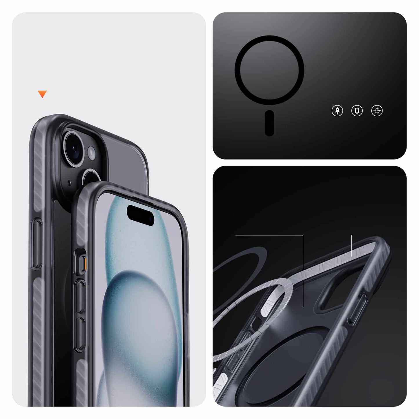 IYUPP Armor Hülle Case für iPhone 15 Pro mit MagSafe – Schwarz