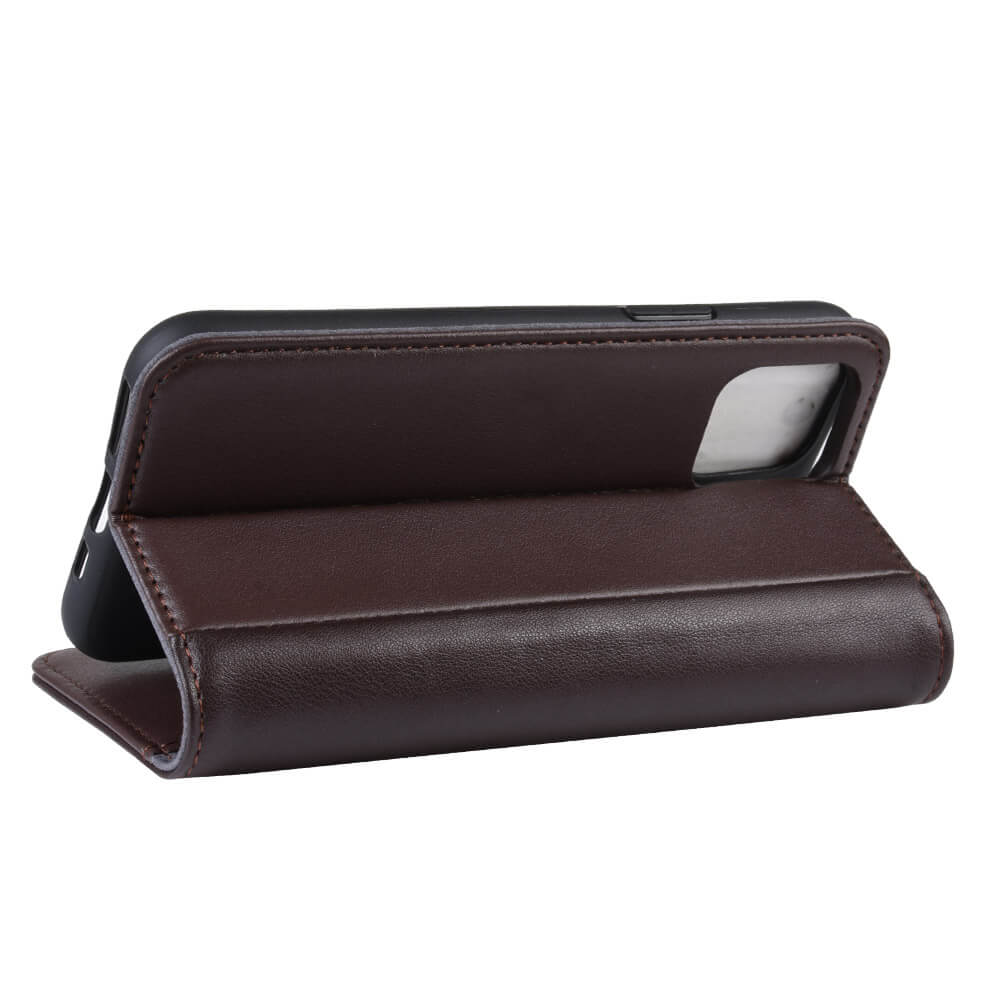 Bookcase Hülle Leder mit Kartenhalter für iPhone 12 / 12 Pro Braun - IYUPP DE