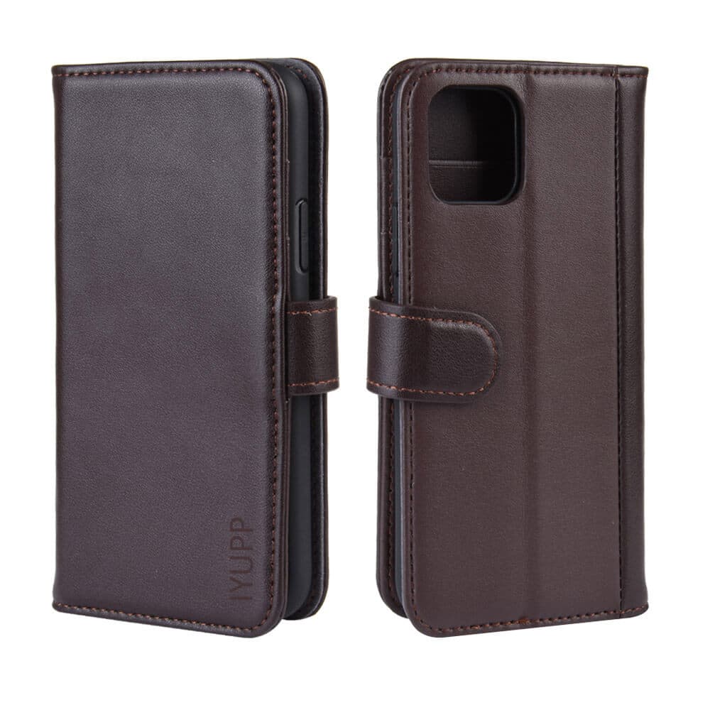 Bookcase Hülle Leder mit Kartenhalter für iPhone 11 Braun