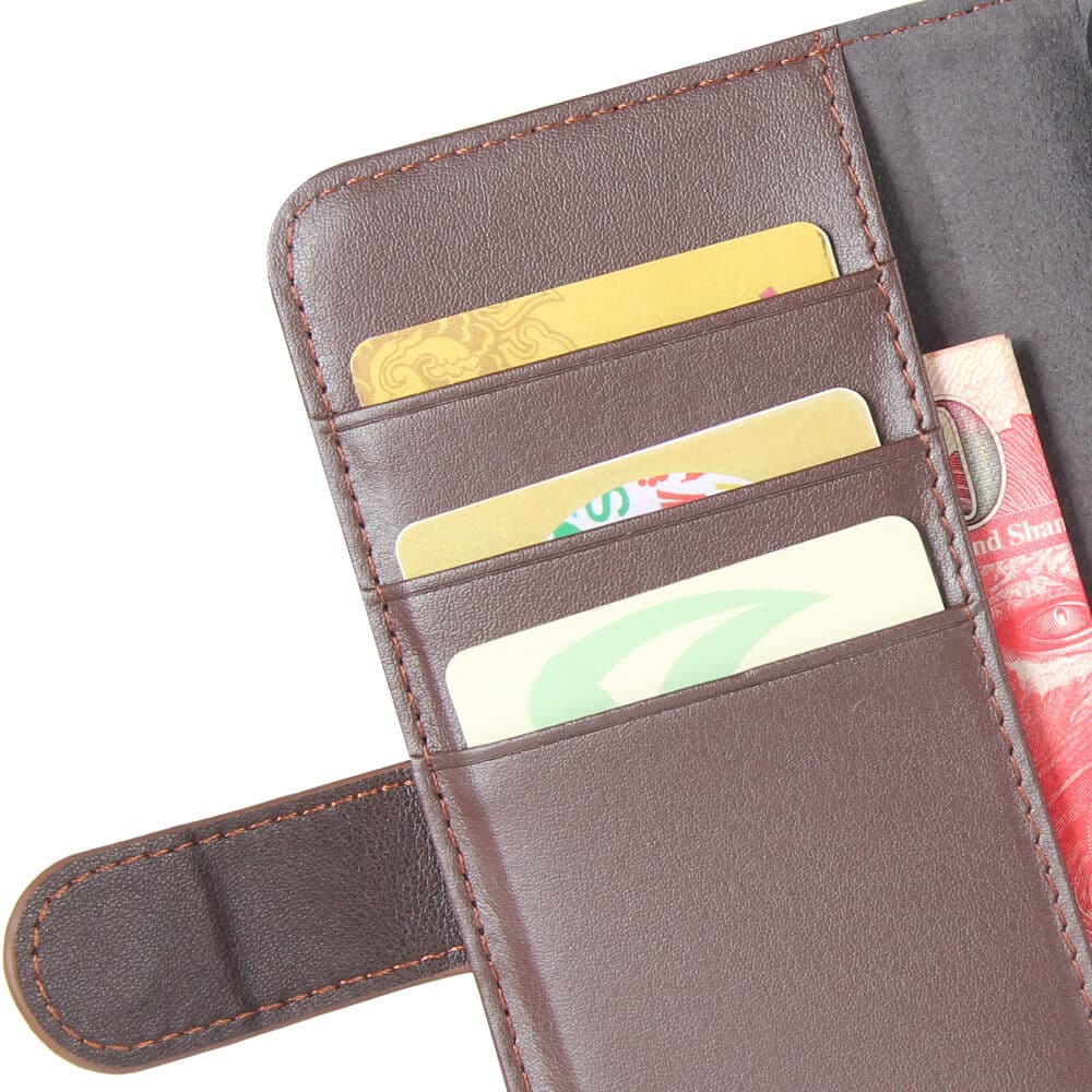 Bookcase Hülle Leder mit Kartenhalter für iPhone 11 Braun
