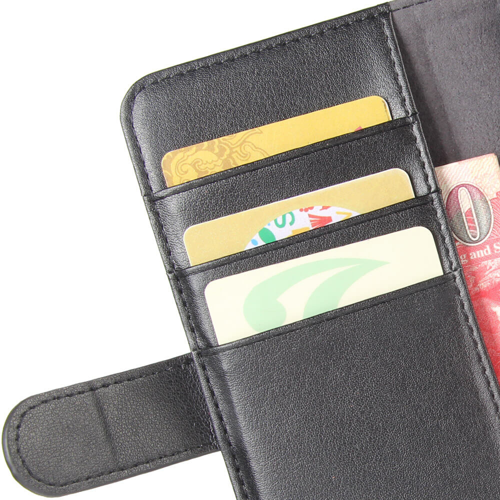 Bookcase Hülle Leder mit Kartenhalter für iPhone 12 / 12 Pro Schwarz