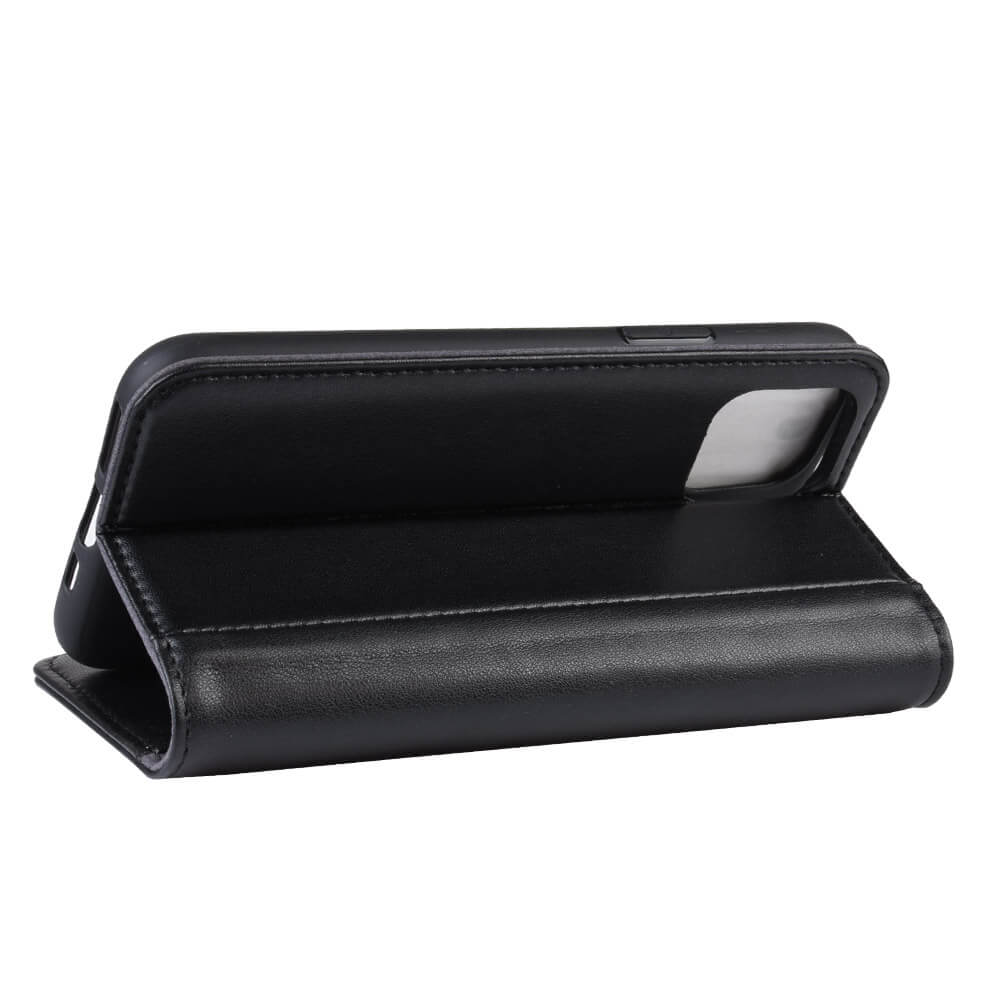 Bookcase Hülle Leder mit Kartenhalter für iPhone 12 / 12 Pro Schwarz