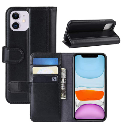 IYUPP iPhone 12 / 12 Pro Book Case Hülle Leder mit Kartenhalter Schwarz - IYUPP DE