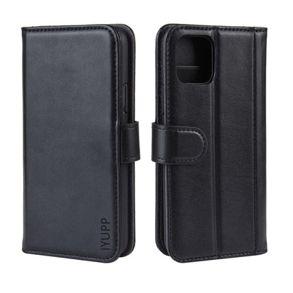 IYUPP iPhone 12 / 12 Pro Book Case Hülle Leder mit Kartenhalter Schwarz - IYUPP DE