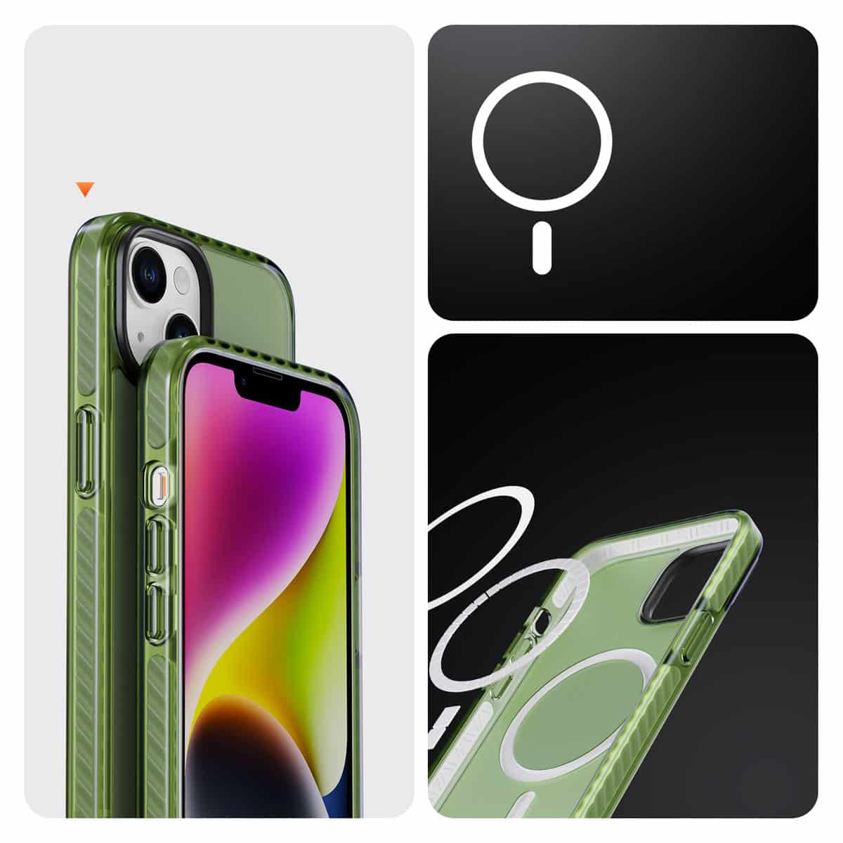 IYUPP Armor Hülle Case für iPhone 13 mit MagSafe – Grün
