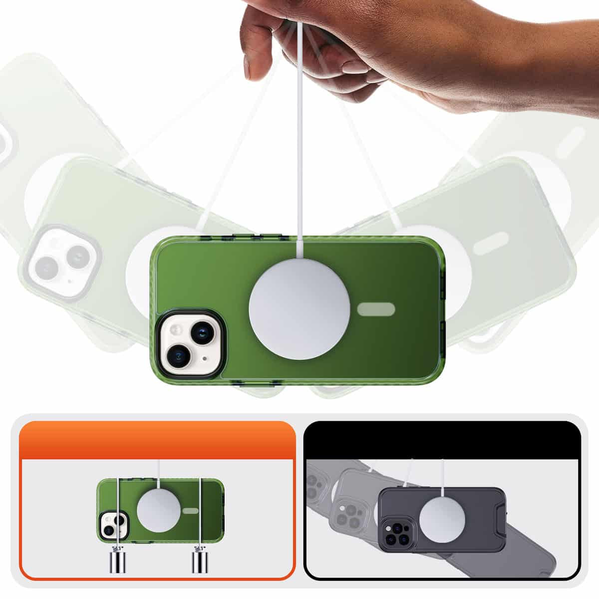 IYUPP Armor Hülle Case für iPhone 13 mit MagSafe – Grün