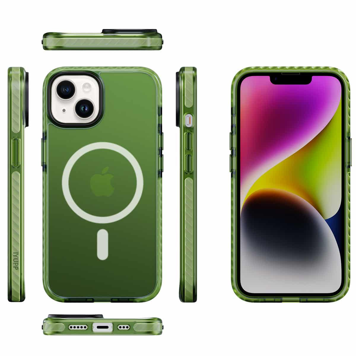 IYUPP Armor Hülle Case für iPhone 13 mit MagSafe – Grün