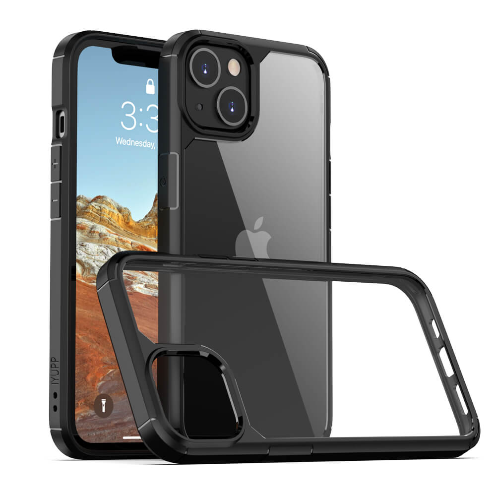 IYUPP Bumper für iPhone 11 Hülle Schwarz x Transparent