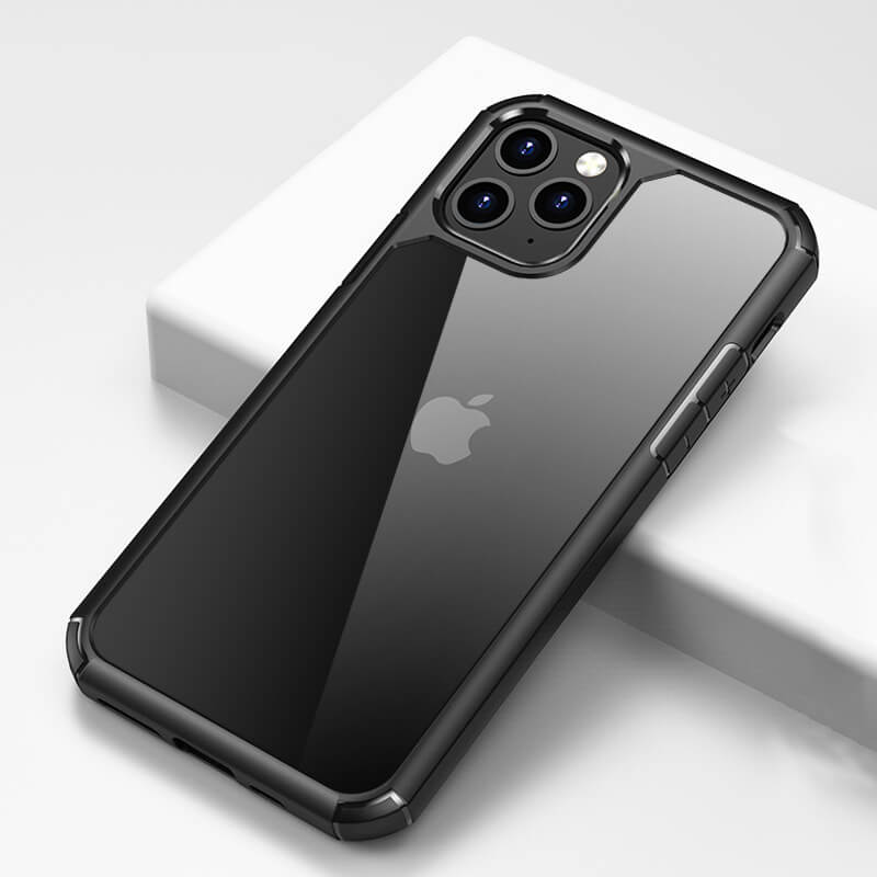IYUPP Bumper für iPhone 12 / 12 Pro Hülle Schwarz x Transparent