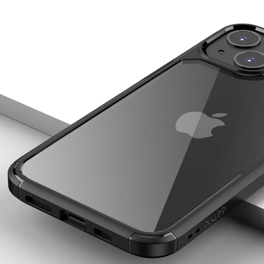 IYUPP Bumper für iPhone 12 / 12 Pro Hülle Schwarz x Transparent