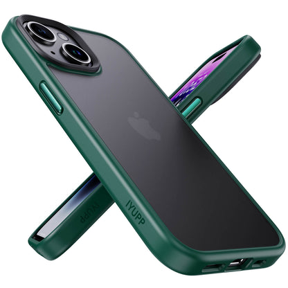IYUPP Handyhülle für iPhone 15 Hülle Grün x Schwarz Bumper