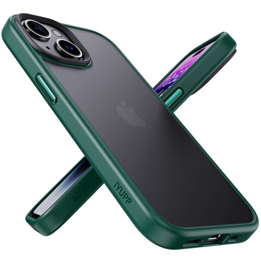 IYUPP Handyhülle für iPhone 15 Hülle Grün x Schwarz Bumper
