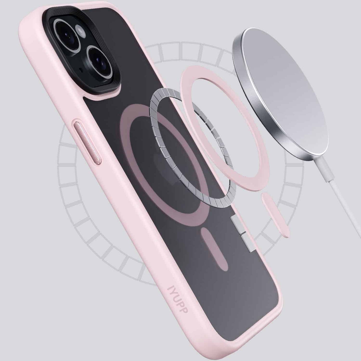 IYUPP Hülle Case für iPhone 15 mit MagSafe – Rosa