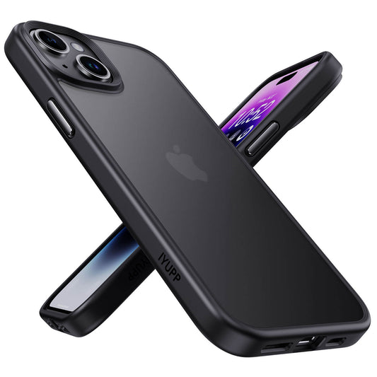 IYUPP Schutzhülle für iPhone 15 Plus Hülle Schwarz Bumper