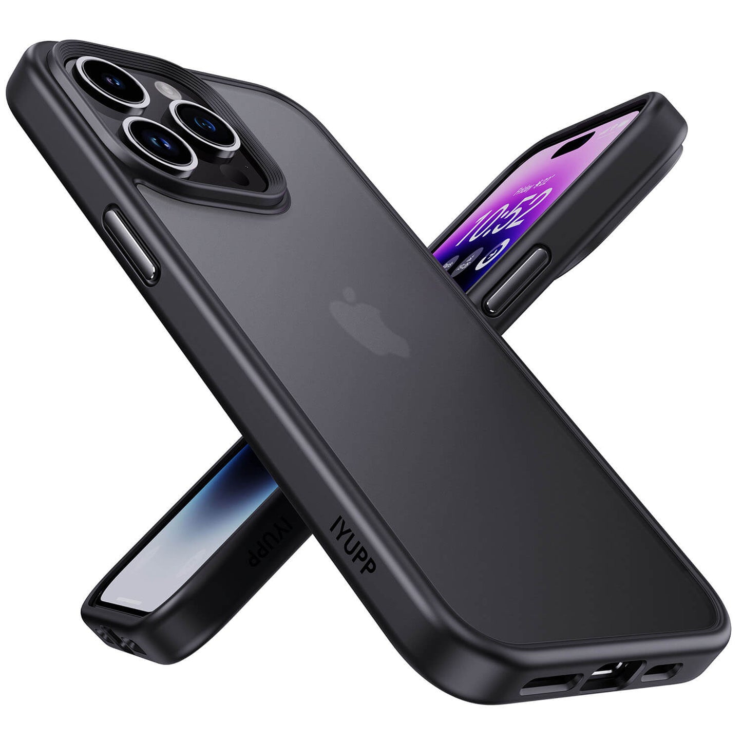 IYUPP Schutzhülle für iPhone 15 Pro Max Hülle Schwarz Bumper