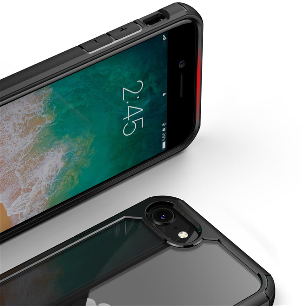 IYUPP Bumper für iPhone 7 / 8 / SE 2020 / SE 2022 Hülle Schwarz x Transparent