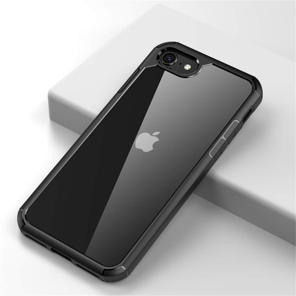 IYUPP Bumper für iPhone 7 / 8 / SE 2020 / SE 2022 Hülle Schwarz x Transparent