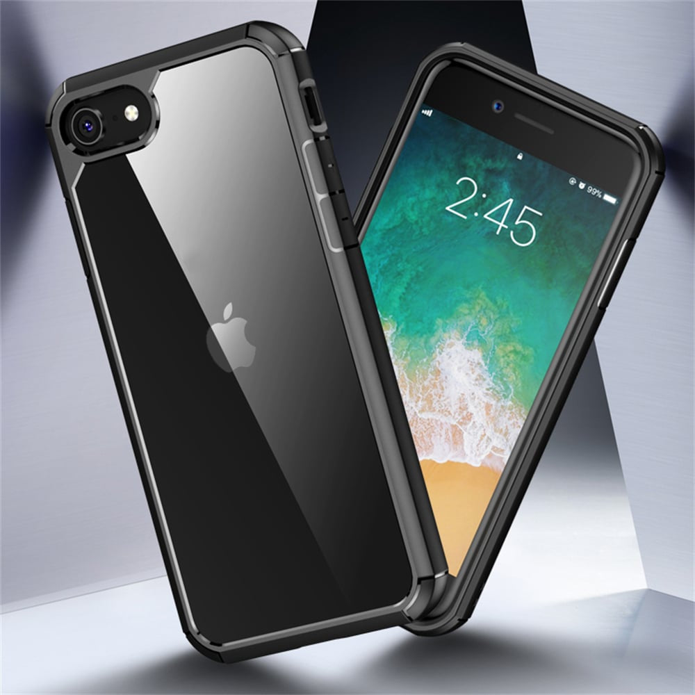 IYUPP Bumper für iPhone 7 / 8 / SE 2020 / SE 2022 Hülle Schwarz x Transparent