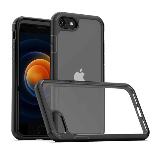 IYUPP Bumper für iPhone 7 / 8 / SE 2020 / SE 2022 Hülle Schwarz x Transparent