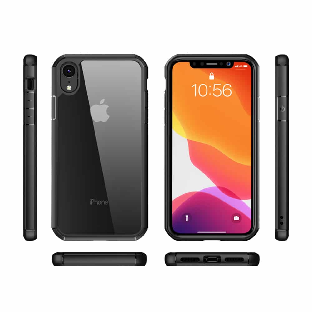 IYUPP Bumper für iPhone XR Hülle Schwarz x Transparent