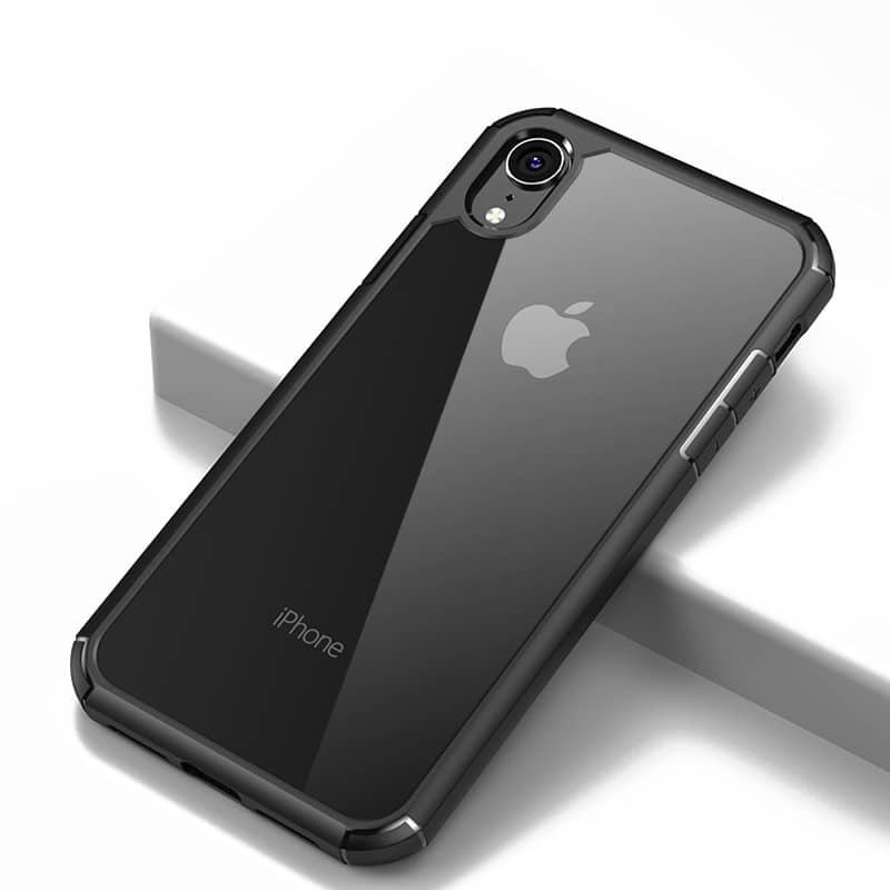 IYUPP Bumper für iPhone XR Hülle Schwarz x Transparent