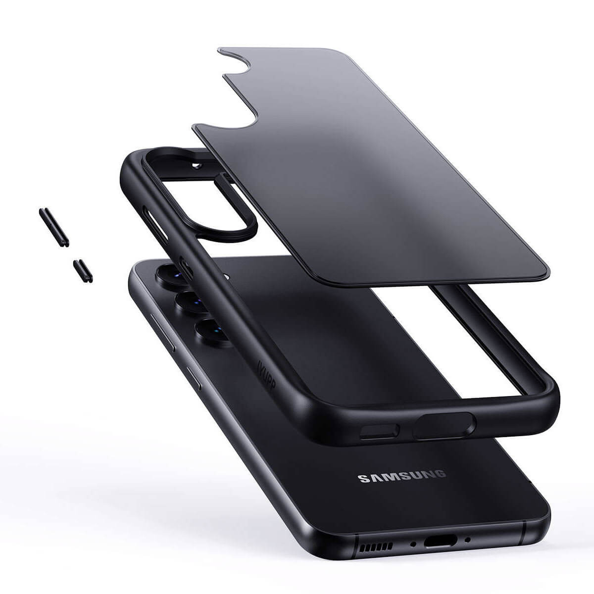 IYUPP Schutzhülle für Samsung Galaxy S24 Hülle Schwarz Bumper